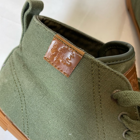 Men's Olive Canvas High-Top Sneakers - Picture 4 of 10
